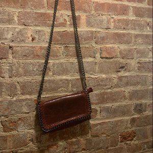 Genuine Leather Chain Link Accent Bag